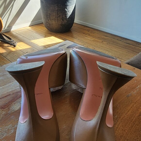 Amina Muaddi Lupita leather sandals size: 39 Nude/Beige/Camel - Picture 8 of 13